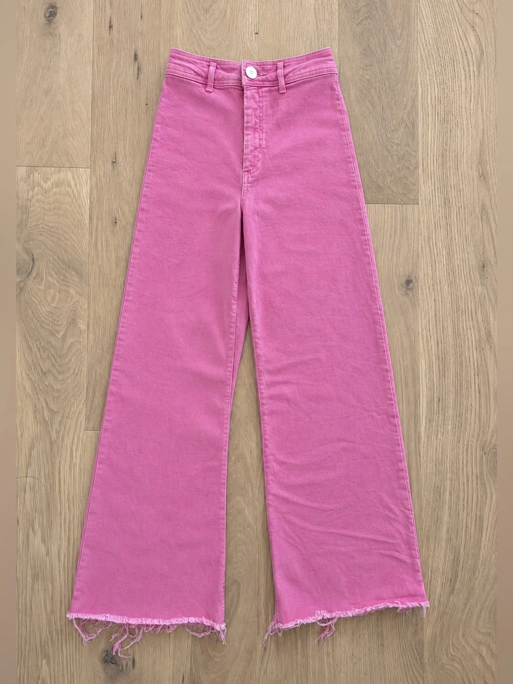 Zara Women’s Viral High Rise Wide Leg Pink Jeans - Size 2/24” Waist - Picture 2 of 4